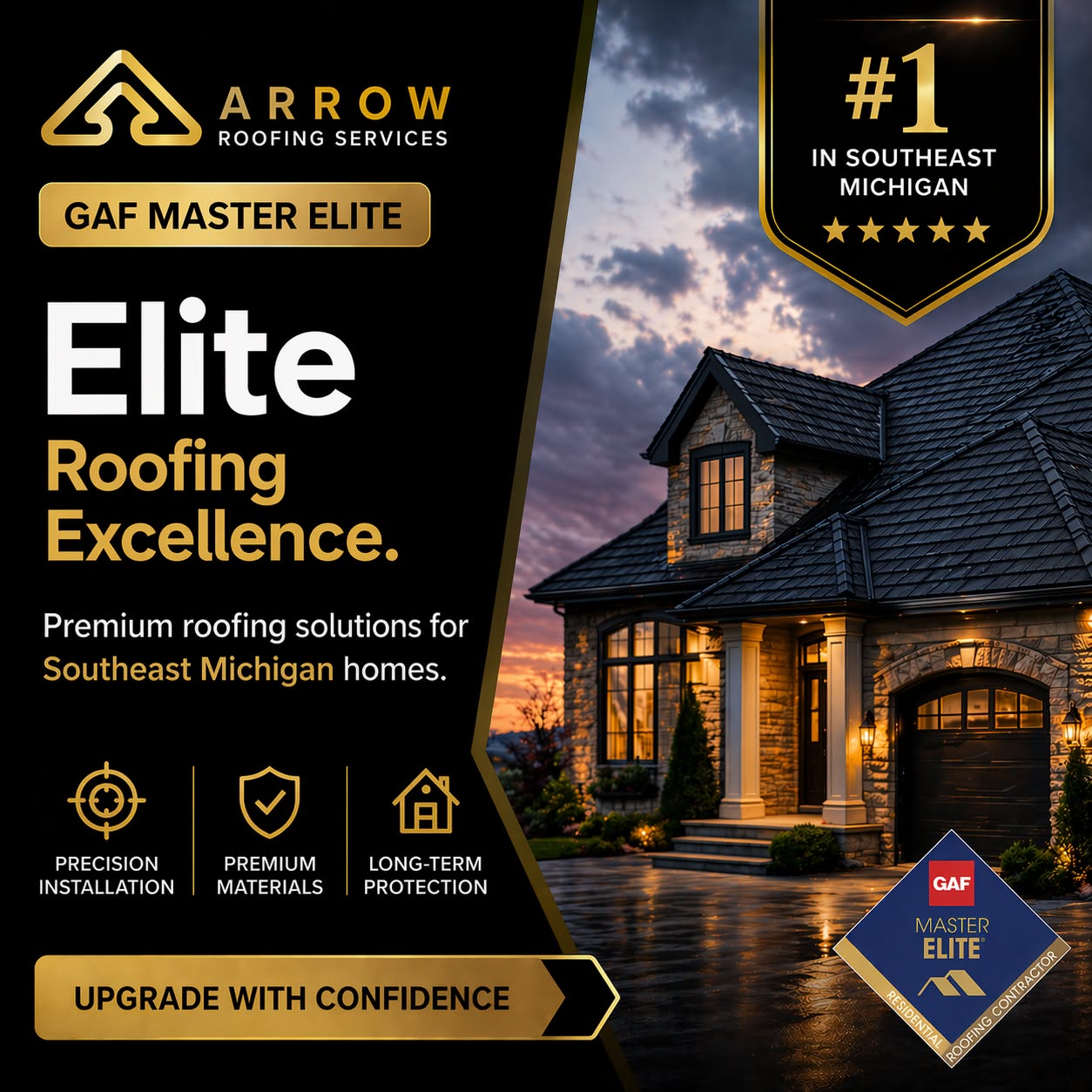 Elite Roofing Excellence twilight house