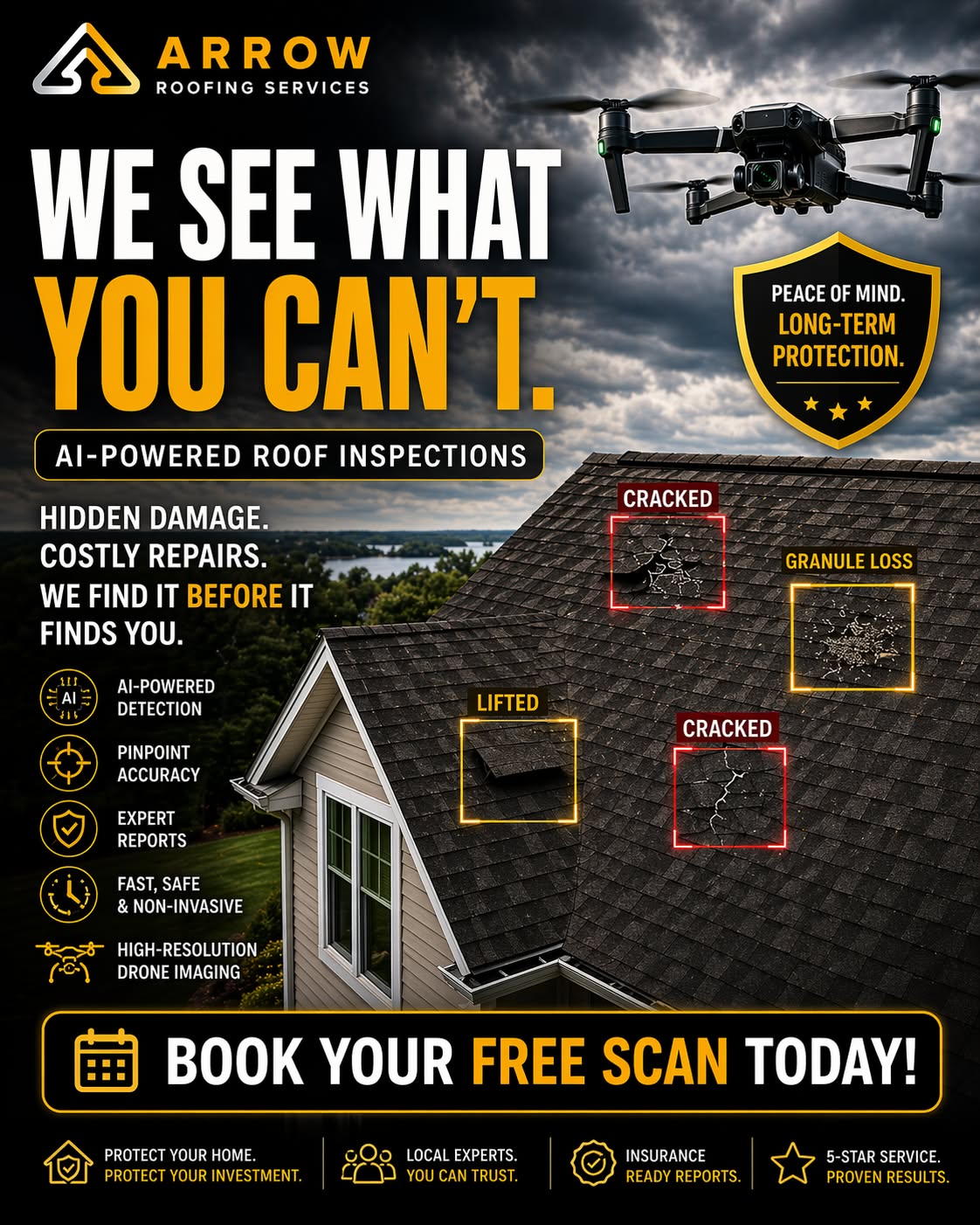 Drone identifies damage with target boxes